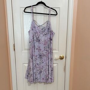 Floral Lace-Trim Slip Dress - Lavender 1 Torrid